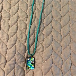 Glass necklace purchased at art festival. Worn 2.